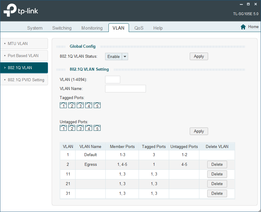 vlan-sg105e